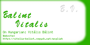 balint vitalis business card